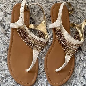 White & Gold flip flops